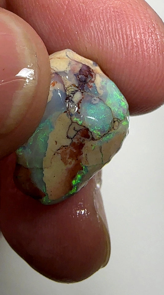Lightning Ridge Rough Opal 19cts Untouched Opal formation Crystal  Gorgeous Bright Exposed fires showing in bars 20x13x12mm WAA89
