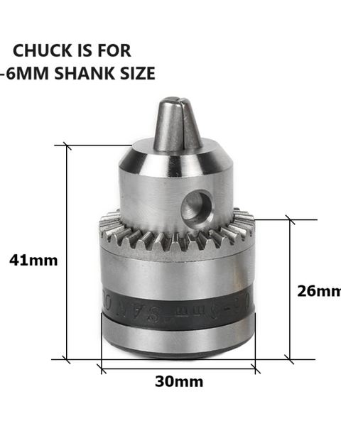 Due early Jan 2024 1-6mm Keyed Chuck with motor spindle 8mm hole size fits TM=2 Foredom & JoolTool bench polishers / lathes plus others