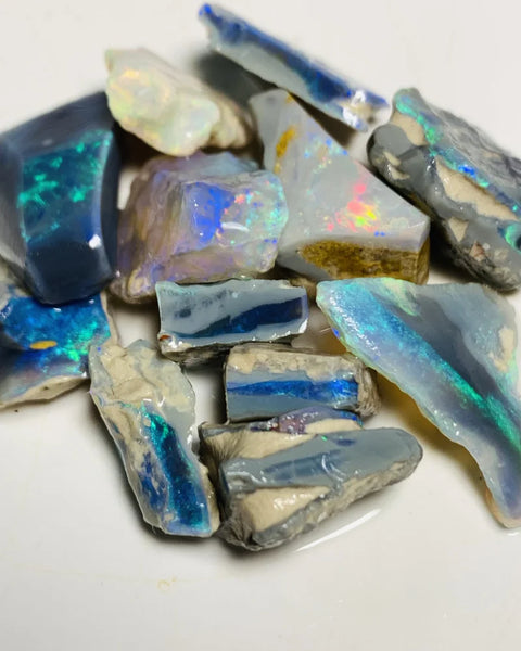 Lightning Ridge Rough Seam Opal Parcel 85cts Black Dark & Crystal High Grade Bright Lovely colourful Select material for cutters 24x12x7mm to 12x4mm WSY78