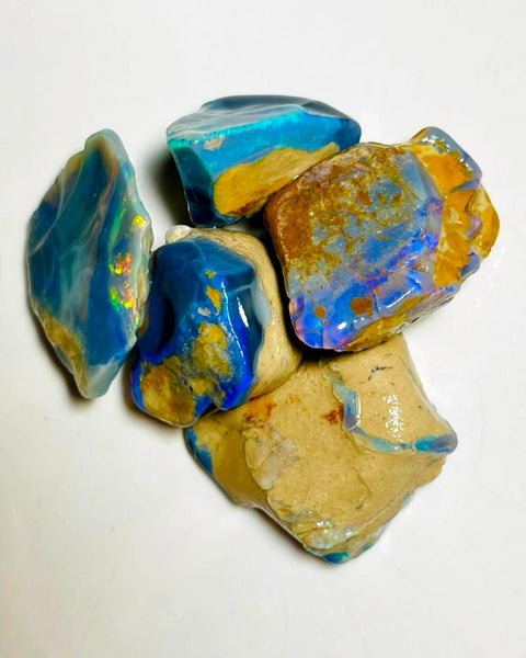 Lightning Ridge Rough Dark Seam Opal formation Parcel 155cts Lots of Potential & Cutters Lots Bright colours & bars 27x22x10mm to 20x12x8mm WAB36