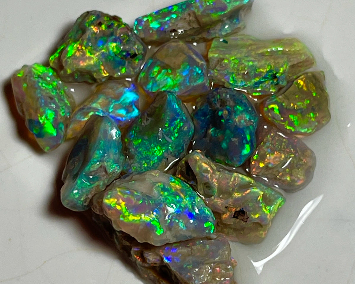 Cutters Knobby opal rough Candy 29.75cts Ultra Bright & Vibrant Blingy Yellow Dominant Multifires to Cut  12x7x5mm to 6x5x2mm NEW944