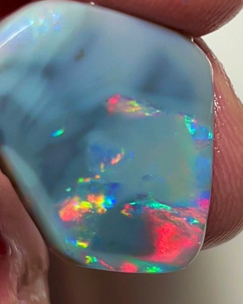 Picture stone Seam opal rub rough of Lightning Ridge 9.90cts Bright Gorgeous Reds & Multifires to exposed face  25.00x 18.00x 2.50mm NEW936