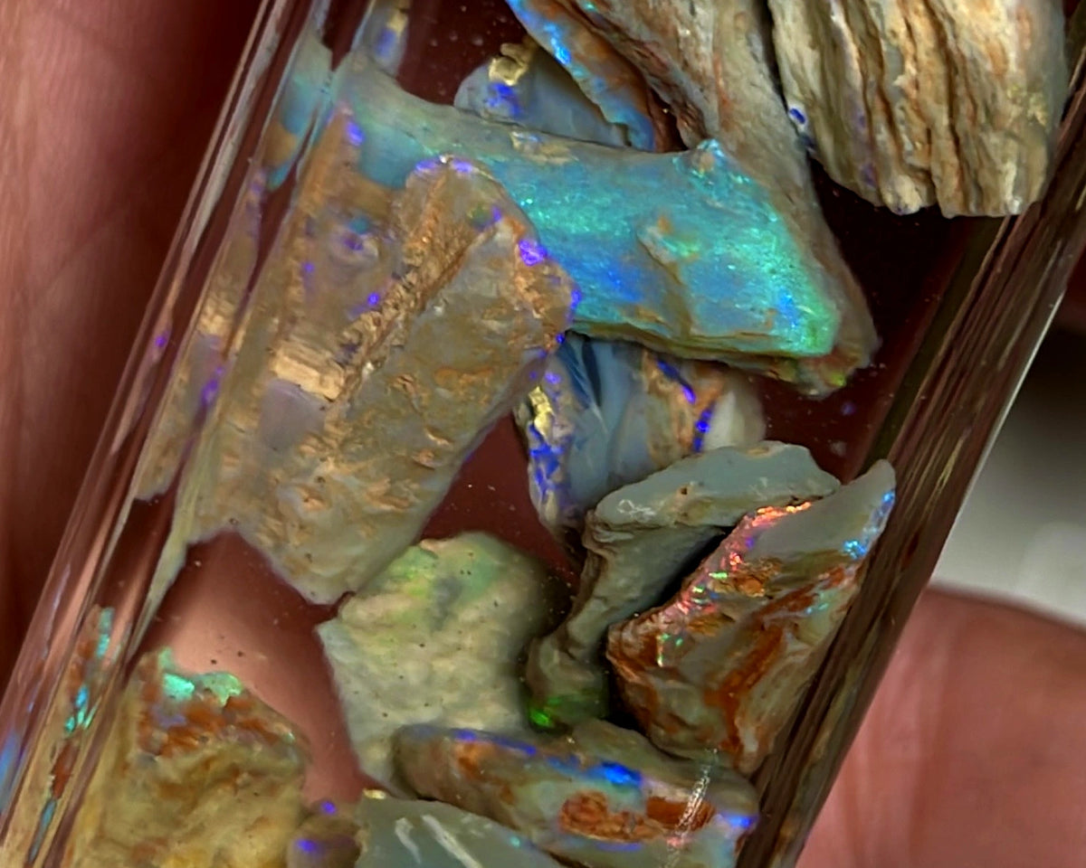 Lightning Ridge Opal Rough n Rub Parcel Dark & Crystal From the Miners Bench® 63cts Full of Bright Multifires 25x12x4 to 10x9x2mm WAE39