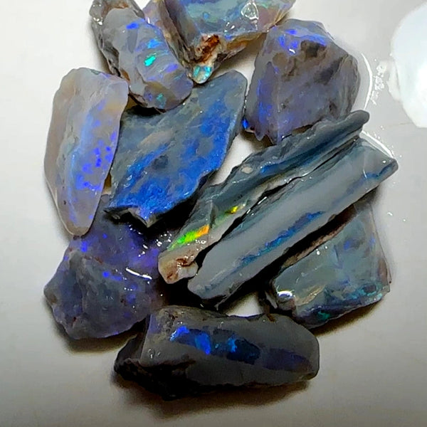 Lightning Ridge Rough Big Thick  Dark Seams Opal Parcel 70cts Lots of Potential & Cutters Lots Bright colours & bars 25x8x4mm to 15x8x4mm WAB78