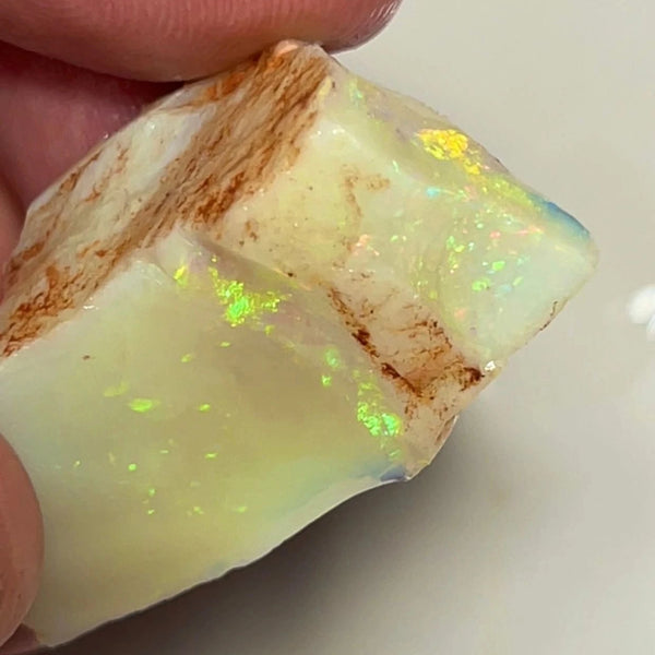 Coober Pedy Opal Rough Light base  Big Sized Seam 46cts Lots Yellow Orange dominant Bright Multicolours 34x24x14 mm NSW007