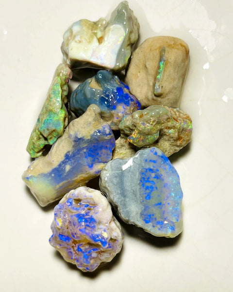 Lightning Ridge Rough Dark & Crystal Knobby & Seam Formation Opal Parcel 88cts Lots of Potential & Cutters Lots Bright colours & bars 20x15x10mm to 15x13x8mm WAC25