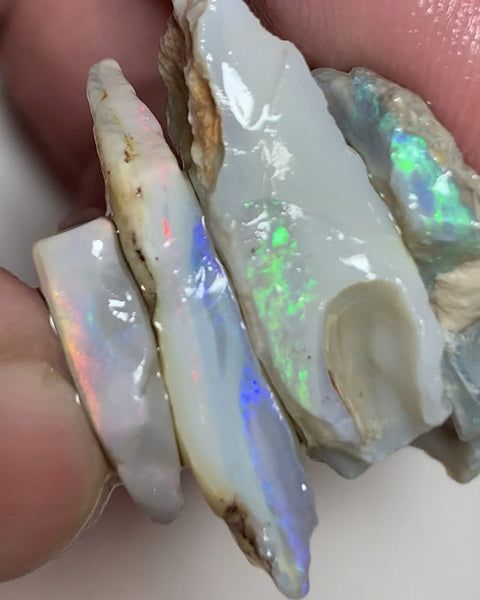 Lightning Ridge Rough Opal 63cts Semi Black Thick Seam stack Gorgeous Bright Fires/Multifires in bars 30x20x5mm to 22x18x4mm WSU01