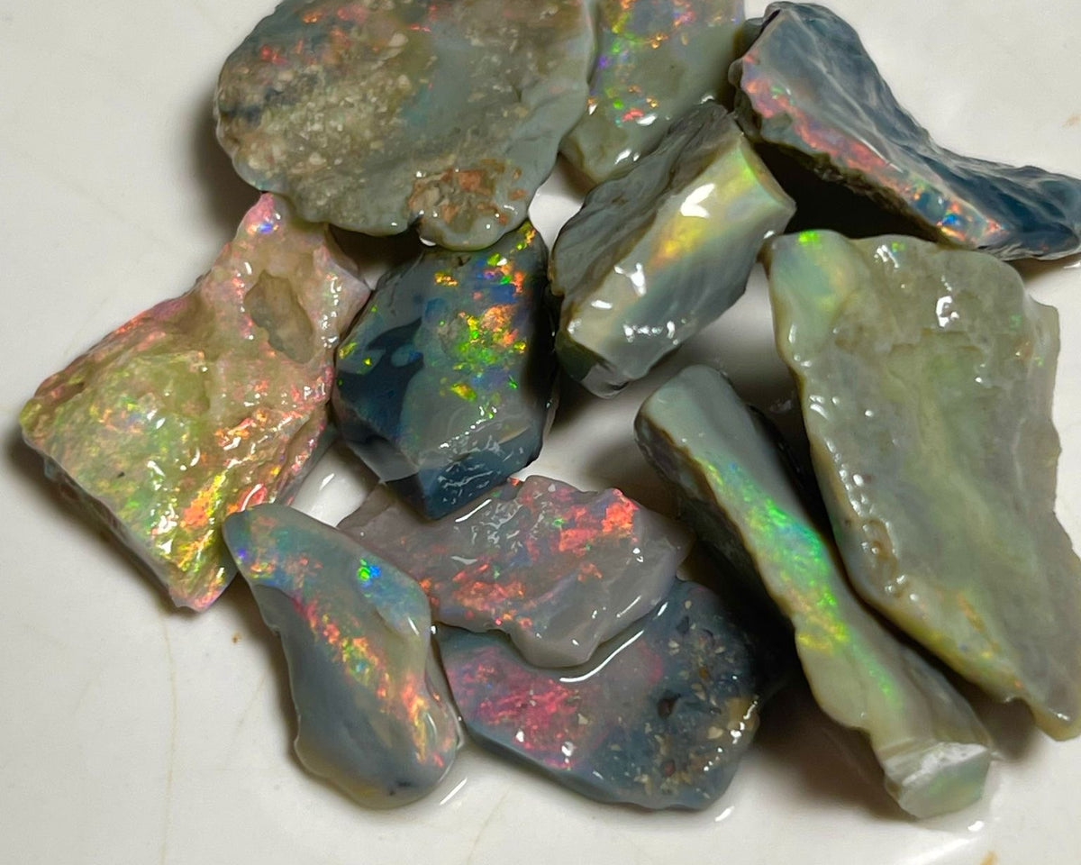 May MEGA DEAL RED ALERT Black & Dark opal rough parcel 49.95cts Bright gorgeous Multicolours to cut & polish ! 18x14x5 to 12x10x2 mm NEW972