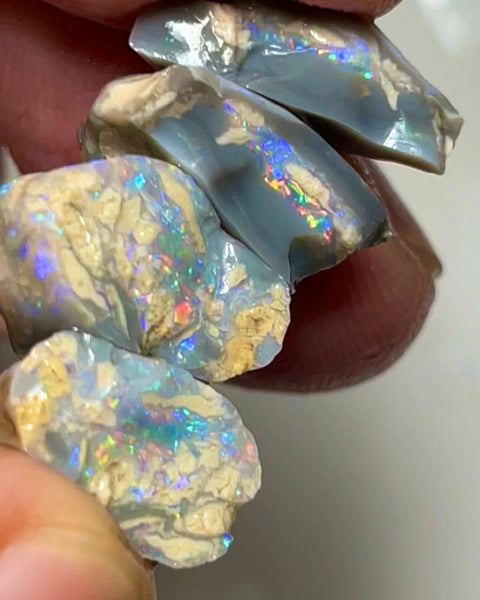 Knobby Rough opal from Lightning Ridge Australia 23cts total weight size range of 14x12x6 to 13x9x8 mm Nice fires OH1849