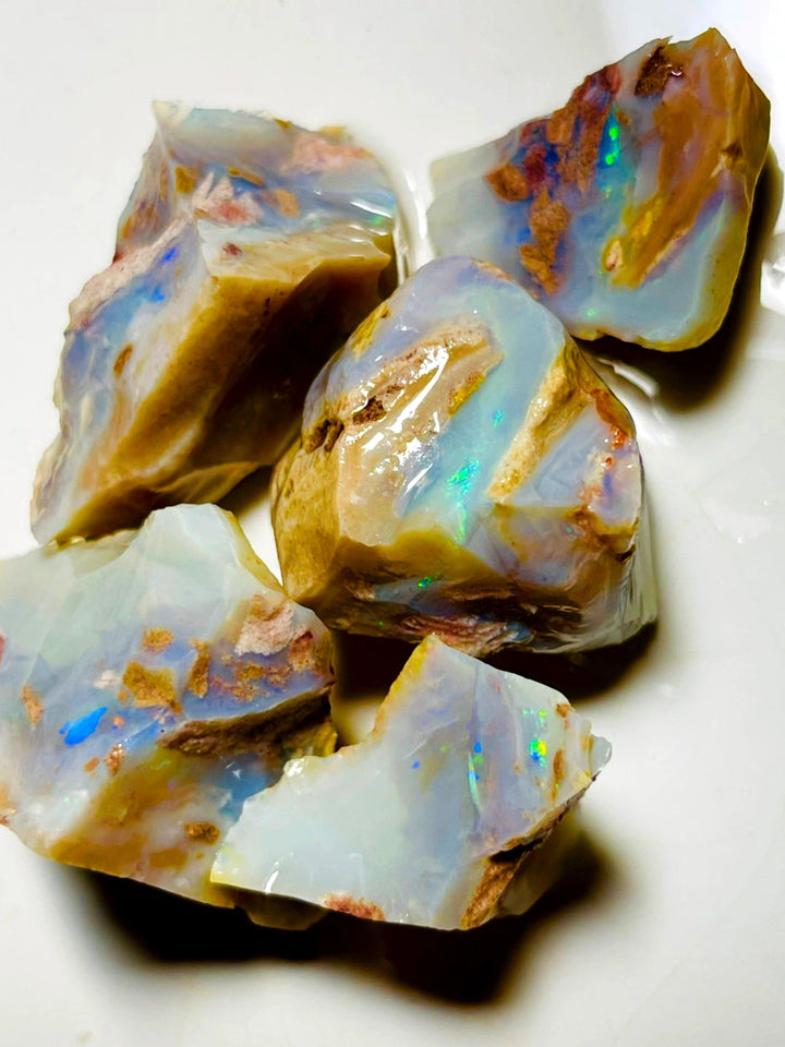 Lightning Ridge Rough Dark Base Huge Chunks of seam Opal Parcel 295cts Lots of Potential Showing nice colours & bars 33x28x25mm to 28x20x13mm WAC11