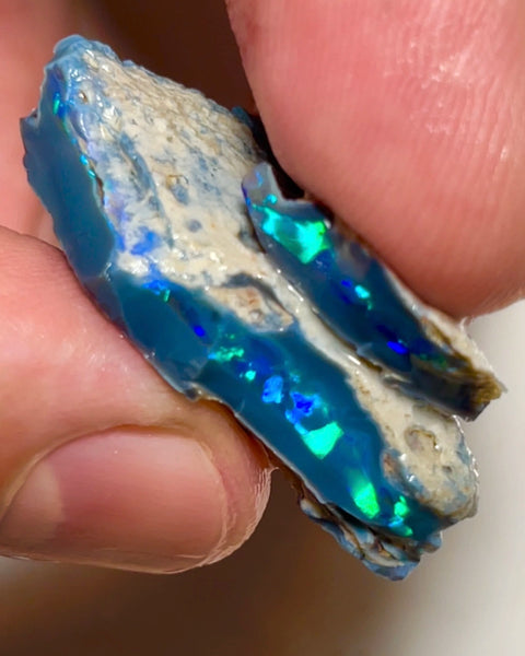 Mulga® Big Sized Black Seam opal split 32.00cts Wee Warra Plains Gorgeous Bright Green & Blue dominant Bar full of potential  35x20x10mm & 18x8x4mm NEW900