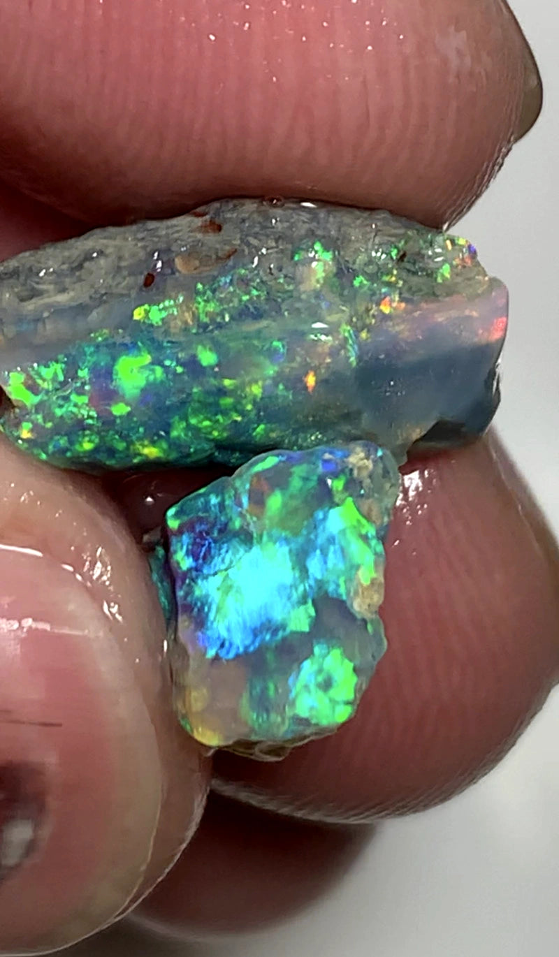 Lightning Ridge Rough Opal 6.25cts Pair Stunning Dark Crystal Base Cutters  Candy® High Grade Amazing Bright Vibrant Multifires 15x9x5mm & 10x8x4mm 