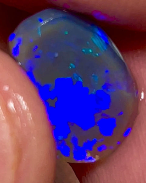 Lightning Ridge Gem Bright Dark Base Crystal Knobby Rub/preform 3.95cts Gorgeous Full face of mixed patterns with Bright Royal Blue fires 14x9x3.5mm NSW042