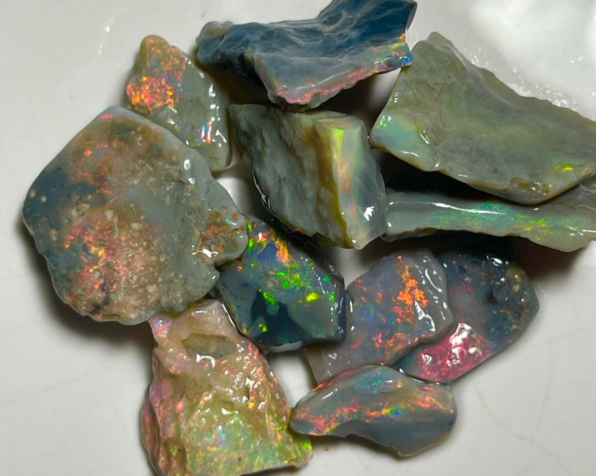 May MEGA DEAL RED ALERT Black & Dark opal rough parcel 49.95cts Bright gorgeous Multicolours to cut & polish ! 18x14x5 to 12x10x2 mm NEW972