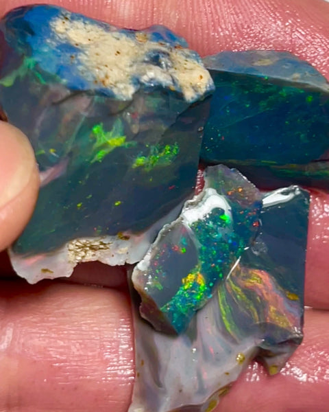 Mulga® Black/Dark Seam opal rough to cut 75.75cts Wee Warra plains Reds/Oranges/Pinks/Golds/Greens Not something you see everyday 25x22x18mm to 20x5x4mm NEW970