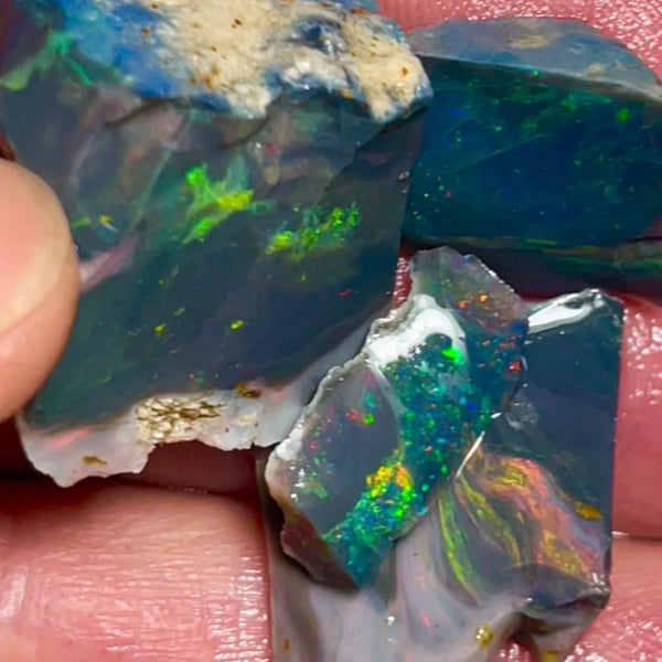 Mulga® Black/Dark Seam opal rough to cut 75.75cts Wee Warra plains Reds/Oranges/Pinks/Golds/Greens Not something you see everyday 25x22x18mm to 20x5x4mm NEW970
