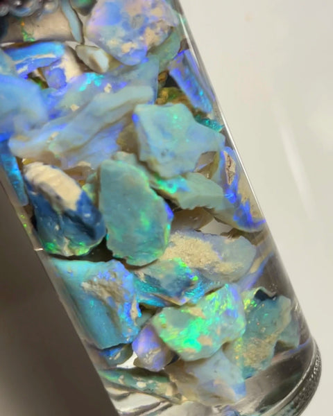 Lightning Ridge Dark Seam opal rough 115cts Lots Bright Colours to Cut 22x10x3 to 5x4x2mm NSW099 (jar not included)