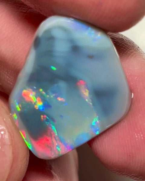 Picture stone Seam opal rub rough of Lightning Ridge 9.90cts Bright Gorgeous Reds & Multifires to exposed face  25.00x 18.00x 2.50mm NEW936