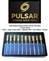 PULSAR DIAMOND® Lapidary Starter Set of 10 x Fully Sintered Diamond Burr 2.35mm Shank size S.Coarse-Medium-Fine-Ex.Fine for grinding Opal & Gemstones, Glass, Stone, Metal Polishing Fits Dremel Foredom & Pulsar tools