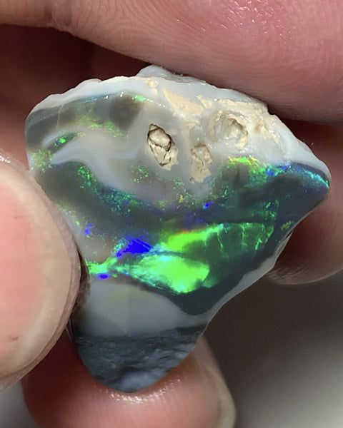 Australian Lightning Ridge Opal Gem Grade Single Semi Black Rub 29cts Rub/Rough Super Saturated Vivid Multifires & stunning pattern mix 27x16x15mm WSQ40