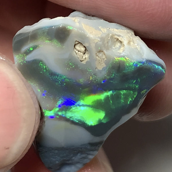 Australian Lightning Ridge Opal Gem Grade Single Semi Black Rub 29cts Rub/Rough Super Saturated Vivid Multifires & stunning pattern mix 27x16x15mm WSQ40