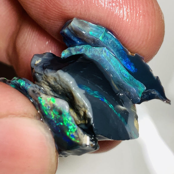 Australian Rough Opal Black Seam Stack 23cts  Exotic Gorgeous Bright Lovely FIRES in nice bars to cut 17x10x6mm to 20x6x3mm WSP59