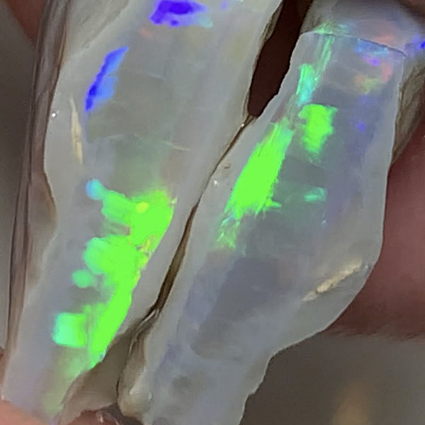 Australian Rough Opal Crystal 15cts Cutters Candy Exotic Seam Split Gem Grade Vivid & Bright fires in stunning bars  16x12x5mm & 17x13x4mm WSN18