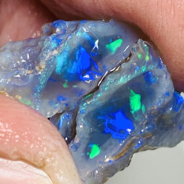 Australian Rough Opal Top Notch Gem Grade semi Black Crystal knobby split pair 13cts Professional Cutters only! Stunning Bright exposed Reds & Multifires 15x10x10mm & 17x6x5mm WSN31