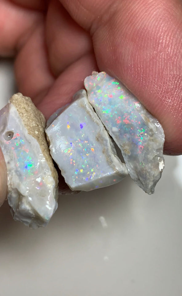 Australian Rough Mintabie Dark Opal 31cts Seam Stack lots Bright Multifires in the bars Lots Potential 25x11x10mm to 17x9x5mm WSQ12