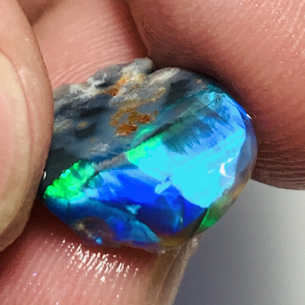 Australian Opal Semi Black Crystal Rub 4cts Extremely Saturated Vibrant Rough / Rub Super Vivid bright fires gorgeous play of colour WSC358