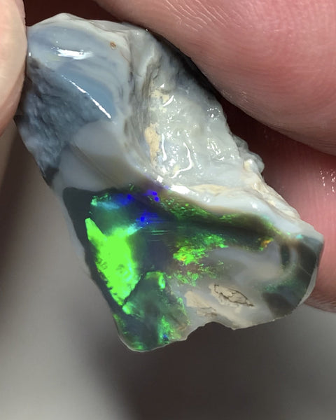 Australian Lightning Ridge Opal Gem Grade Single Semi Black Rub 29cts Rub/Rough Super Saturated Vivid Multifires & stunning pattern mix 27x16x15mm WSQ40