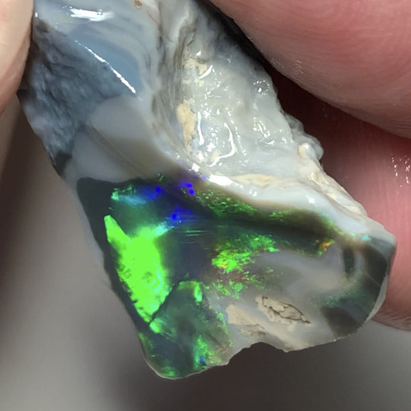 Australian Lightning Ridge Opal Gem Grade Single Semi Black Rub 29cts Rub/Rough Super Saturated Vivid Multifires & stunning pattern mix 27x16x15mm WSQ40