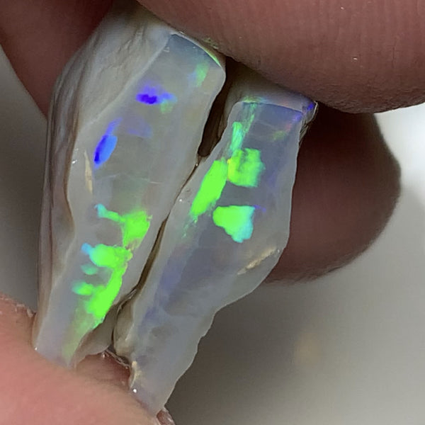 Australian Rough Opal Crystal 15cts Cutters Candy Exotic Seam Split Gem Grade Vivid & Bright fires in stunning bars  16x12x5mm & 17x13x4mm WSN18