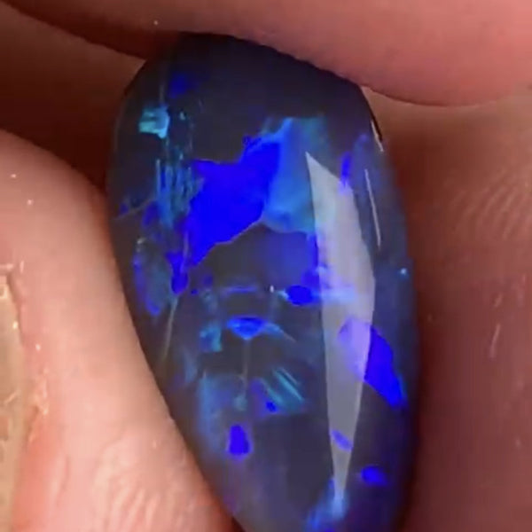 Australian Semi Black Opal Gemstone 2.5cts Gem Grade  N5 Body Tone B3 Brightness Crystal body with Stunning Blue fires 12x7x3.5mm WSP53
