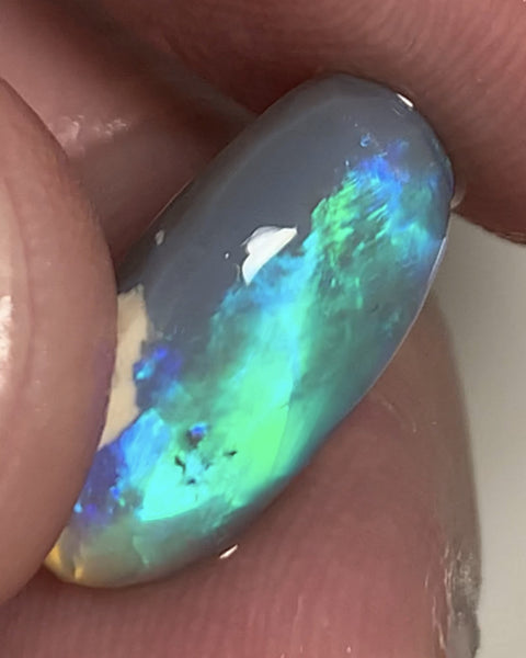 Australian Opal Jag Hill Knobby Semi Black Rub 7cts Rough / Rub / Preform Clean Super bright MULTIFIRES Broadflash & Straw Combo 15x10x6mm GEM578