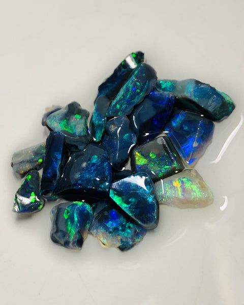 Australian Rough n Rubs Mulga® Field Black Opal Parcel 26cts Top High Grade Beautiful & Bright MULTIFIRES for cutters 10x7x2mm to 6x4x2mm WSE18