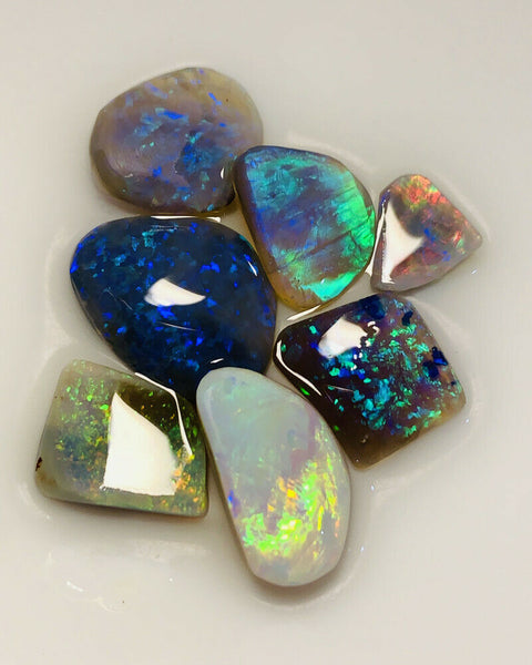 Australian Opal Rubs parcel  Gem Grade Black & Semi Black Opal Miners Bench® Rubs / Preforms 27cts Lots of Lovely bright FIRES / MULTIFIRES 20x12x3mm to 10x6x3mm GEM21