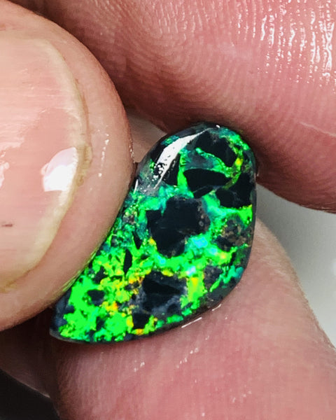 Australian Opal Rough Rub prefrom Gem Grade N3 Black Opal Miners Bench® Snake Skin 2.9cts Lots of Lovely Sharp bright green fires 15x8x3mm WSN42