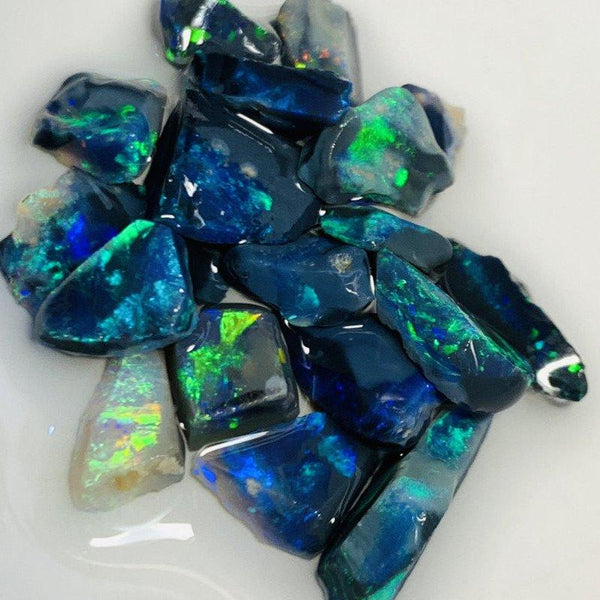 Australian Rough n Rubs Mulga® Field Black Opal Parcel 26cts Top High Grade Beautiful & Bright MULTIFIRES for cutters 10x7x2mm to 6x4x2mm WSE18