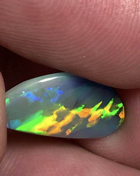 Australian Semi Black Opal Gemstone 1.9cts Gem Grade  N5 Body Tone B2 Brightness Amazing Multi fires & Killer Ribbon pattern 17x9x1.5mm GEM999