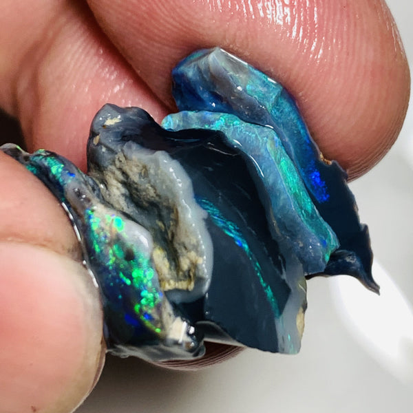 Australian Rough Opal Black Seam Stack 23cts  Exotic Gorgeous Bright Lovely FIRES in nice bars to cut 17x10x6mm to 20x6x3mm WSP59