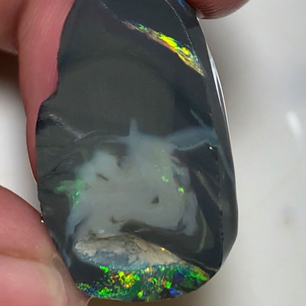 Australian Rough / Rub N4 Black opal  23cts Large Picture stone with Vibrant Bright multicolour bars 29x17x7mm WSQ29