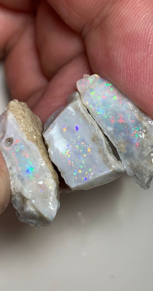 Australian Rough Mintabie Dark Opal 31cts Seam Stack lots Bright Multifires in the bars Lots Potential 25x11x10mm to 17x9x5mm WSQ12