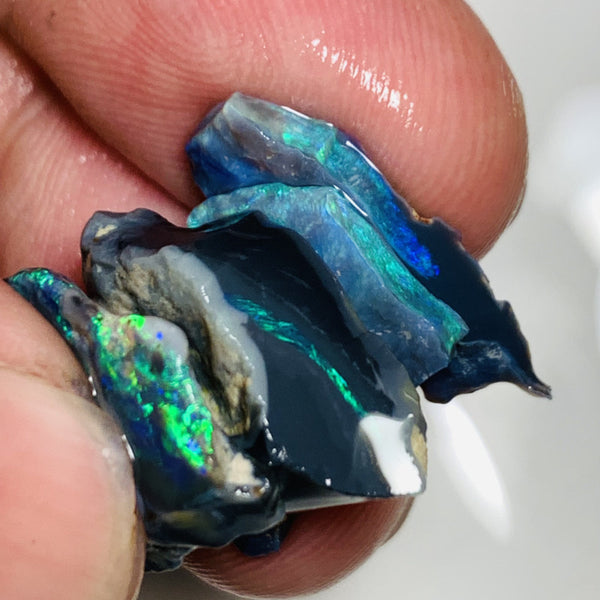 Australian Rough Opal Black Seam Stack 23cts  Exotic Gorgeous Bright Lovely FIRES in nice bars to cut 17x10x6mm to 20x6x3mm WSP59