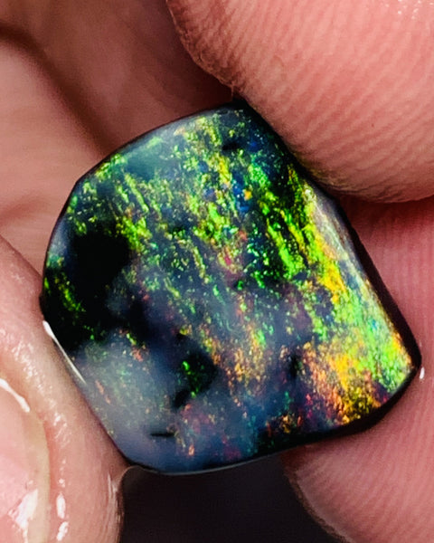 Lightning Ridge Black Opal Rough Rub 3.7cts Mulga® Field of Grawin Super Bright Yellow Orange & Red on Black 14x13x3mm WSJ49