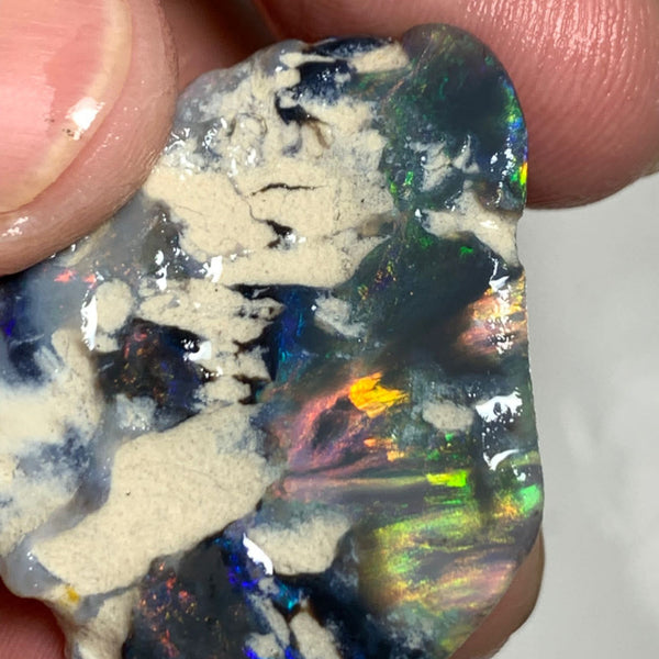 Australian Red & Multifires on Black Opal Rough Rub 65cts Mulga® Field of Grawin Bright gorgeous Fires !!! 38x30x9mm WSP24