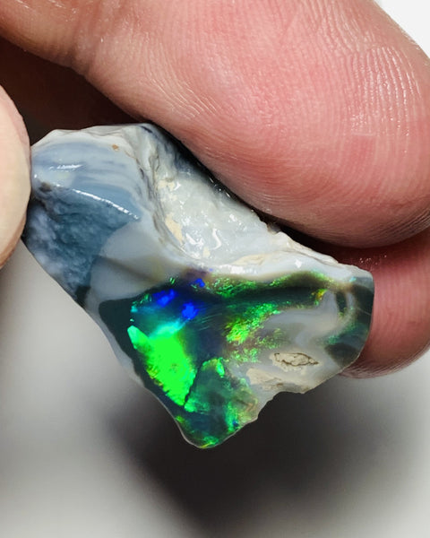 Australian Lightning Ridge Opal Gem Grade Single Semi Black Rub 29cts Rub/Rough Super Saturated Vivid Multifires & stunning pattern mix 27x16x15mm WSQ40