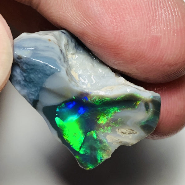 Australian Lightning Ridge Opal Gem Grade Single Semi Black Rub 29cts Rub/Rough Super Saturated Vivid Multifires & stunning pattern mix 27x16x15mm WSQ40